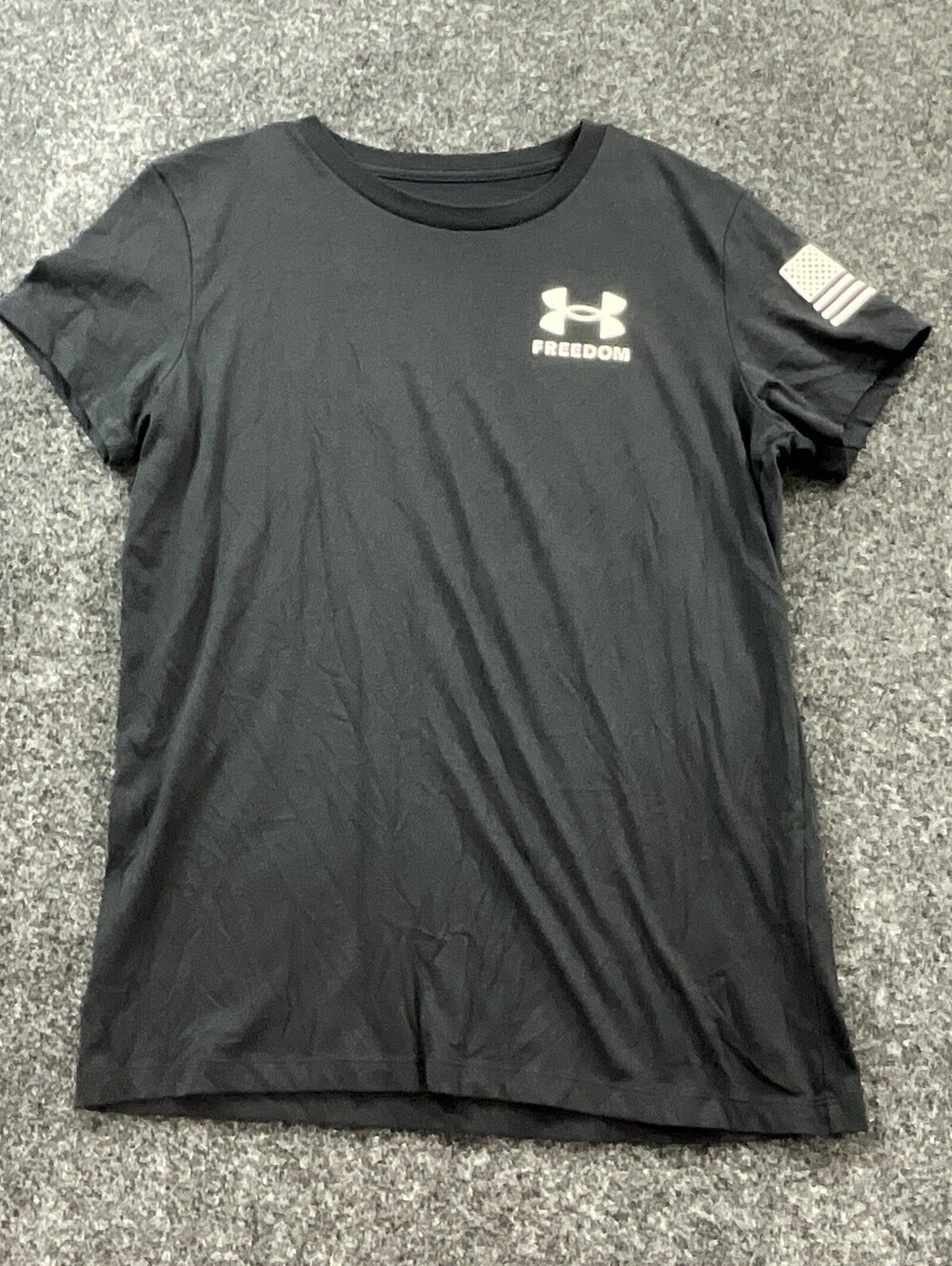 Under Armour Freedom USA Flag Black Graphic T-Shirt Women's Medium Patriotic